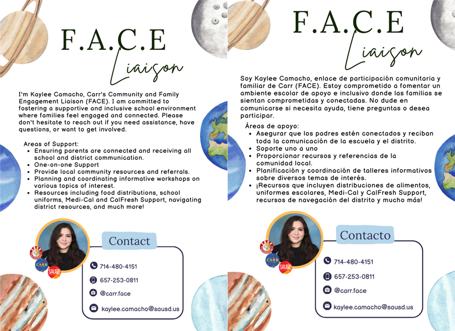 FACE Liaison Carr Intermediate SAUSD